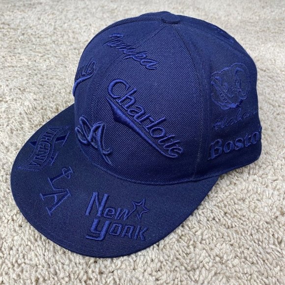 Sports Cities States Hat Blue Fitted XL Atlanta‎ Tampa NC SC LA NY Orlando Cap - Picture 2 of 12